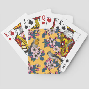 Jeu De Cartes Oiseaux et fleurs sur le jaune