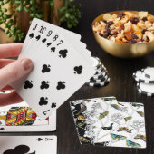Jeu De Cartes Oiseaux et papillons sur un Arrière - plan noir et (In Situ)