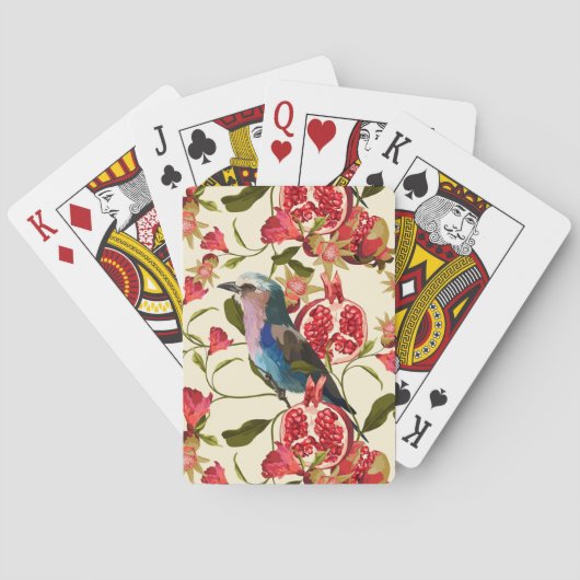 Jeu De Cartes Oiseaux exotiques, fleurs, grenade. (dos)