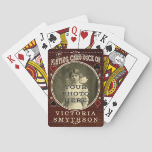 Jeu De Cartes Old West Photo personnalisée Bois Brown personnali