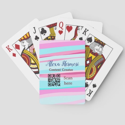 Jeu De Cartes Ombre bleu rose ajouter nom profession code q r ti (dos)