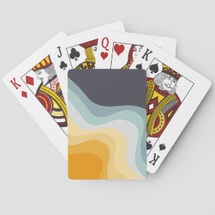 Jeu De Cartes Ondes de style rétro bleu et jaune