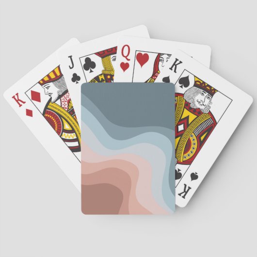 Jeu De Cartes Ondes de style rétro bleu et rose (dos)