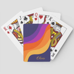 Jeu De Cartes Ondes en diagonale rouge orange et jaune rétro