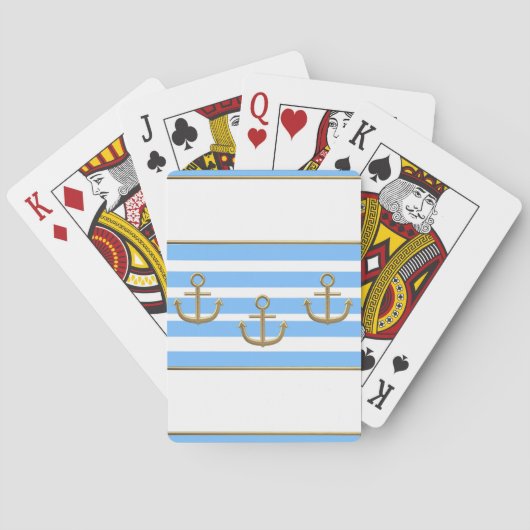 Jeu De Cartes or ancre bleu blanc arrière - plan (dos)
