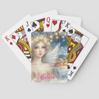 Jeu De Cartes Or féérique à l'aquarelle ange de neige givré