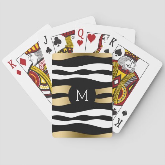 Jeu De Cartes Or Noir Moderne Et Blancs Zèbre (dos)