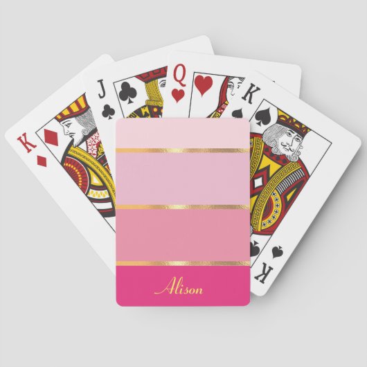 Jeu De Cartes or rose moderne chic Nom (dos)