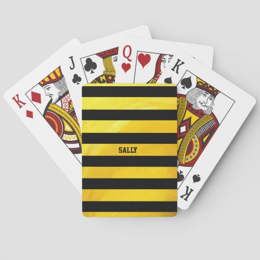 Jeu De Cartes Or texturé et bandes noires (dos)