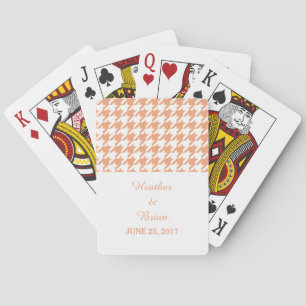 Jeu De Cartes Orange Houndstooth Mariage Jouer aux cartes