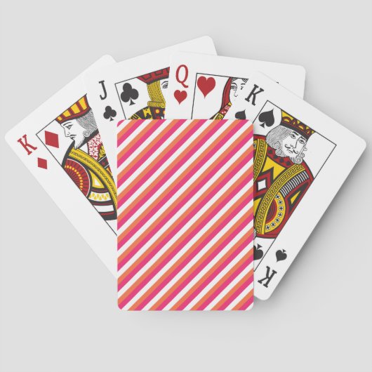 Jeu De Cartes Orange Rose Blanc Rayé (dos)