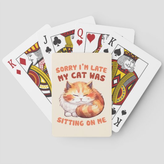 Jeu De Cartes Orange Tabby Chat - Désolé, je suis en retard (dos)