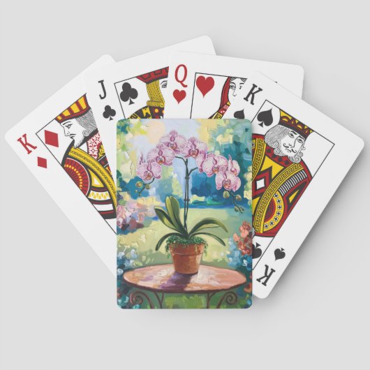 Jeu De Cartes Orchidée dans un pot Peinture d'art botanique (dos)