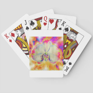 Jeu De Cartes Orchidée de feu rose, fleurs d'aquarelle surréalis