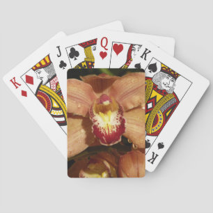 Jeu De Cartes Orchidées de Pêche avec Raindrops Floral