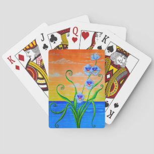 Jeu De Cartes Orchidées Océan Coucher de Soleil 