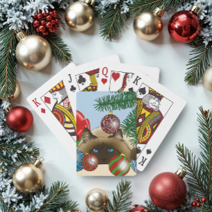 Jeu De Cartes Ornement de sapin de Noël Chat siamois Drôle