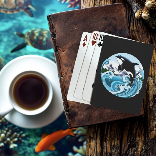 Jeu De Cartes Orque Majestueux Baleine Tueuse Vagues Bleues Océa