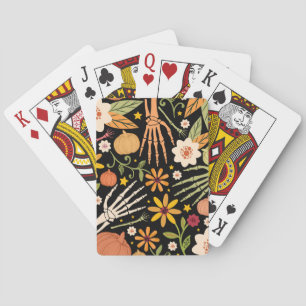 Jeu De Cartes Os d'Halloween, motif floral sans couture.