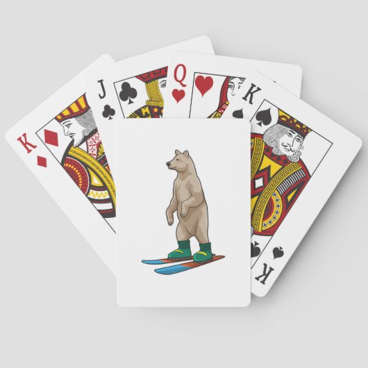 Jeu De Cartes Ours comme skieur avec ski (dos)