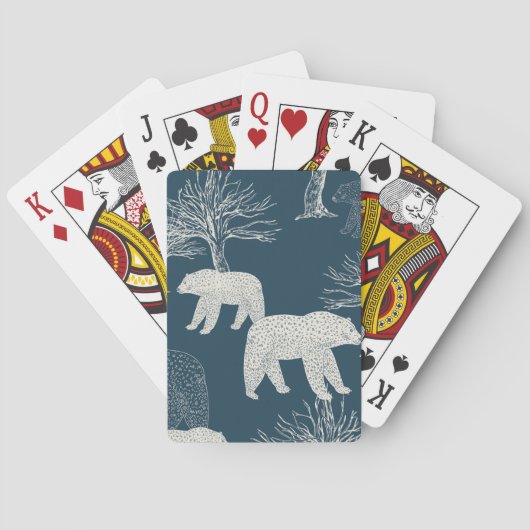 Jeu De Cartes Ours dans l'illustration en bois (dos)