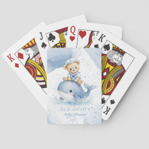 Jeu De Cartes Ours en peluche bleu sur une douche de bébé garçon