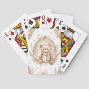 Jeu De Cartes Ours en peluche bohème arc-en-ciel floral neutre
