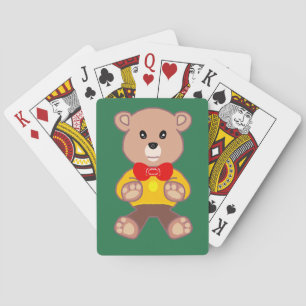 Jeu De Cartes Ours en peluche noeud papillon sur fond vert