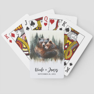 Jeu De Cartes Ours et arbres à l'aquarelle Rustique Wilderness 