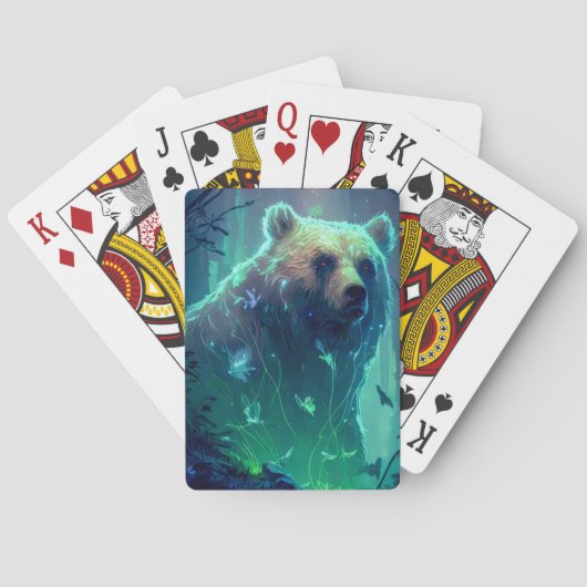 Jeu De Cartes Ours Gizzly Portrait animal Peinture Faune (dos)