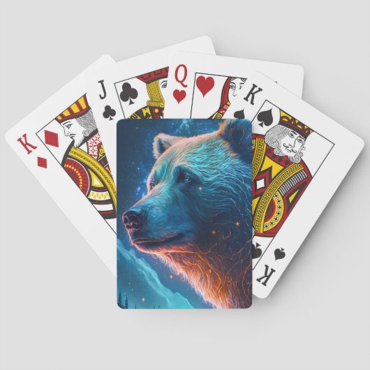 Jeu De Cartes Ours Gizzly Portrait animal Peinture Faune (dos)
