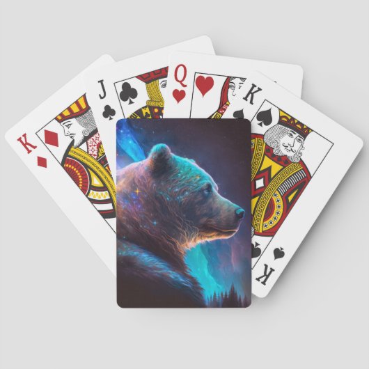 Jeu De Cartes Ours Gizzly Portrait animal Peinture Faune (dos)