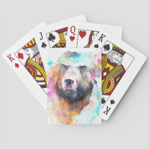 Jeu De Cartes Ours Grizzly Wild Animal Nature Aquarelle Art