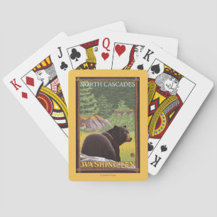 Jeu De Cartes Ours noir dans la forêt - cascades du nord,