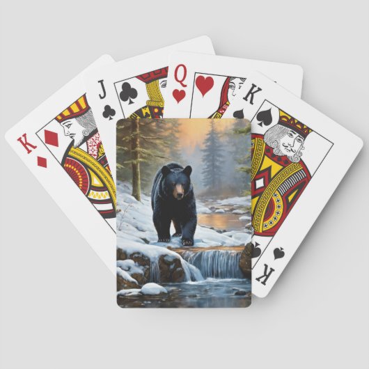 Jeu De Cartes Ours noir dans le courant d'hiver (dos)