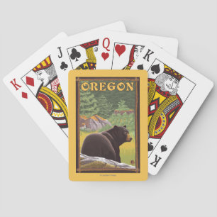 Jeu De Cartes Ours noir dans le Vintage voyage de scène de forêt