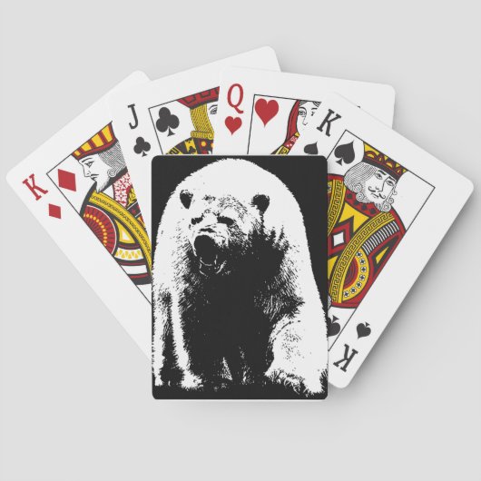 Jeu De Cartes Ours polaire noir et blanc Pop Art (dos)