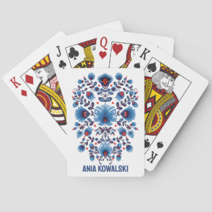Jeu De Cartes Ouverture Wycinanki Lowicz en bleu et rouge