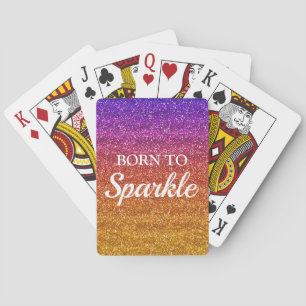 Jeu De Cartes Pailleté Violet et Orange Né pour Briller