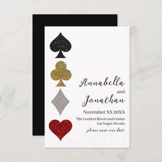 Jeu de cartes paillettes mariage casino Las Vegas (Devant / Derrière)