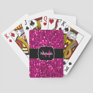 Jeu De Cartes Paillettes rose chaud faux Monogram brillant