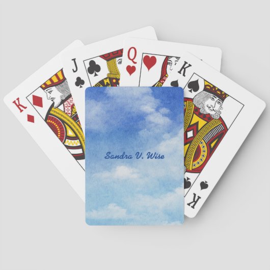 Jeu De Cartes Paisible Sky Dreams Aquarelle Bleu & Blanc (dos)
