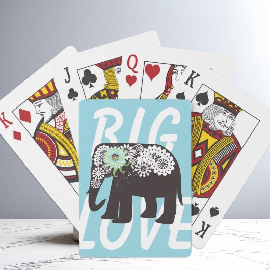 Jeu De Cartes Paisley Elephant Design Élégant Bleu clair