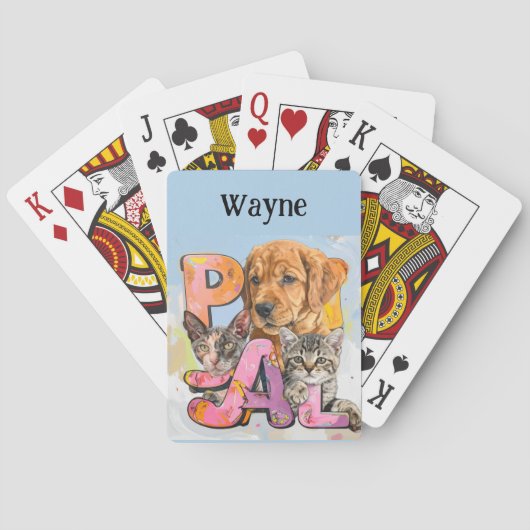 Jeu De Cartes Pal Dog and Cats Plus Personalize Name (dos)
