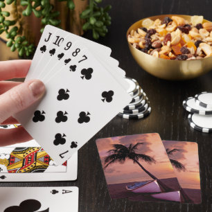 Jeu De Cartes Palm Tree and Boat Beach Sunset