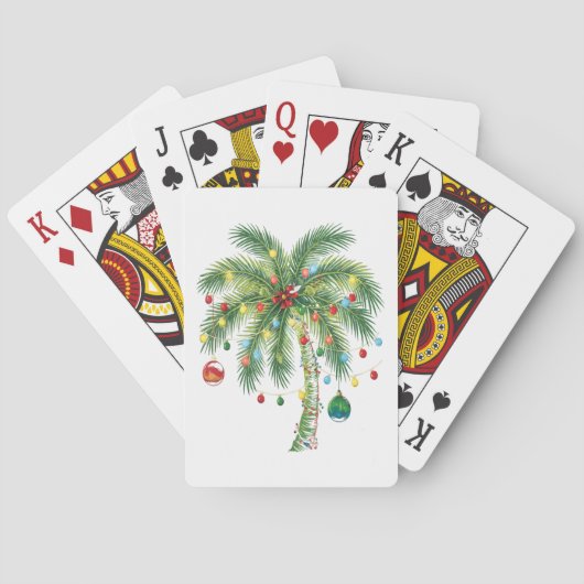 Jeu De Cartes Palmier de Noël tropical avec lumières et ornam (dos)