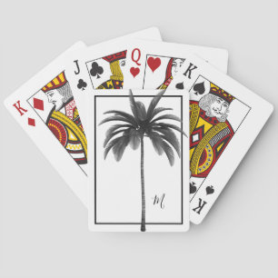 Jeu De Cartes Palmier noir blanc Tropical élégant Monogramme