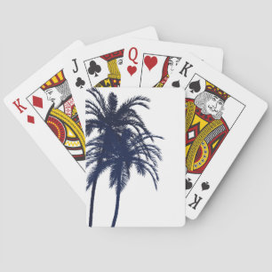 Jeu De Cartes Palmier tropical bleu et blanc de la Marine