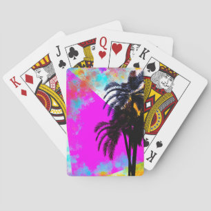 Jeu De Cartes Palmiers de plage colorés rétro rose été
