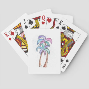 Jeu De Cartes Palmiers peints par aquarelle artistique d'été